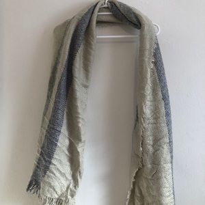 Cream blue tan scarf